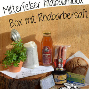 Maibaum-Box mit Rhabarbersaft